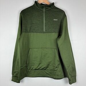 Reebok Mens Olive Green Quarter Zip‎ Pullover Sweatshirt Large Athleisure Sporty